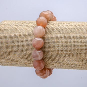 Natural Stone Bracelet on Elastic Band, Selenite, diameter 12mm, circumference 18cm+