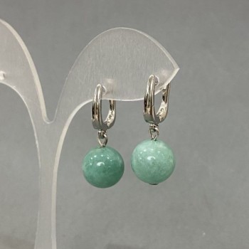 Natural Stone Earrings, Jadeite, diameter 12cm, length 18mm+