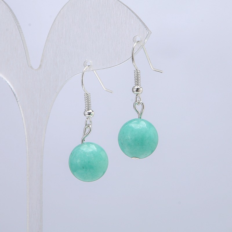 Natural Stone Earrings, Jadeite, diameter 12mm, length 35mm+