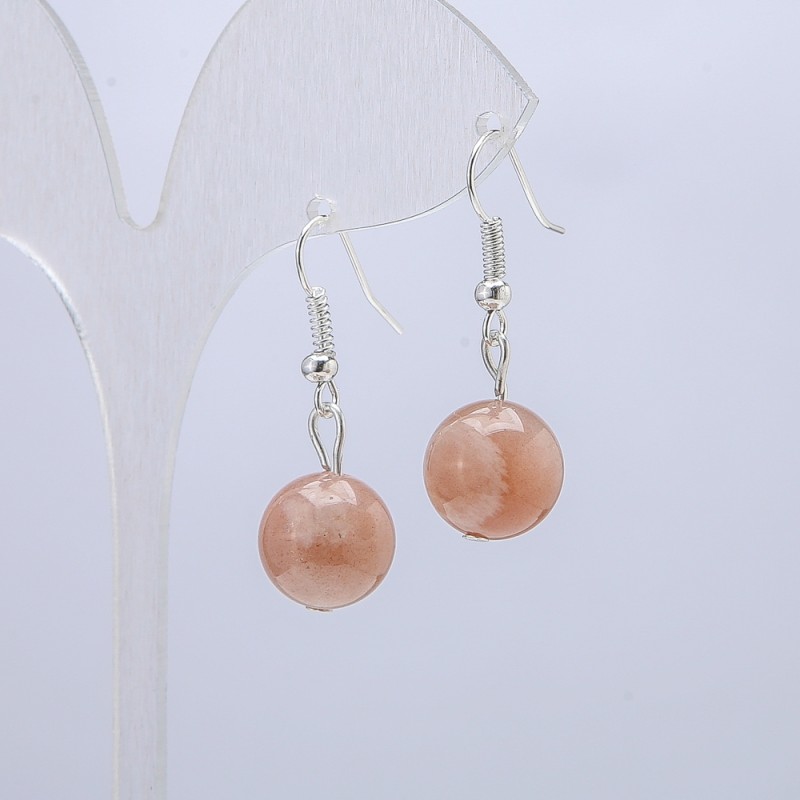Selenite Natural Stone Earrings, 12mm Diameter, 35mm Length +
