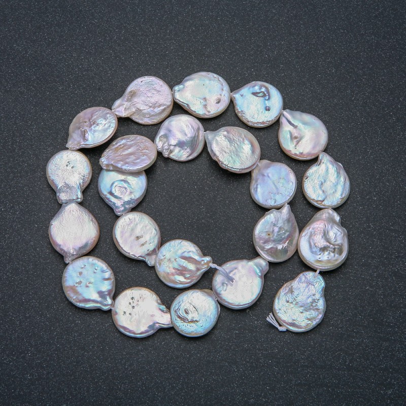 Baroque Pearl Strand, 15x18mm Diameter, 40mm Length + - with Petrol Sheen