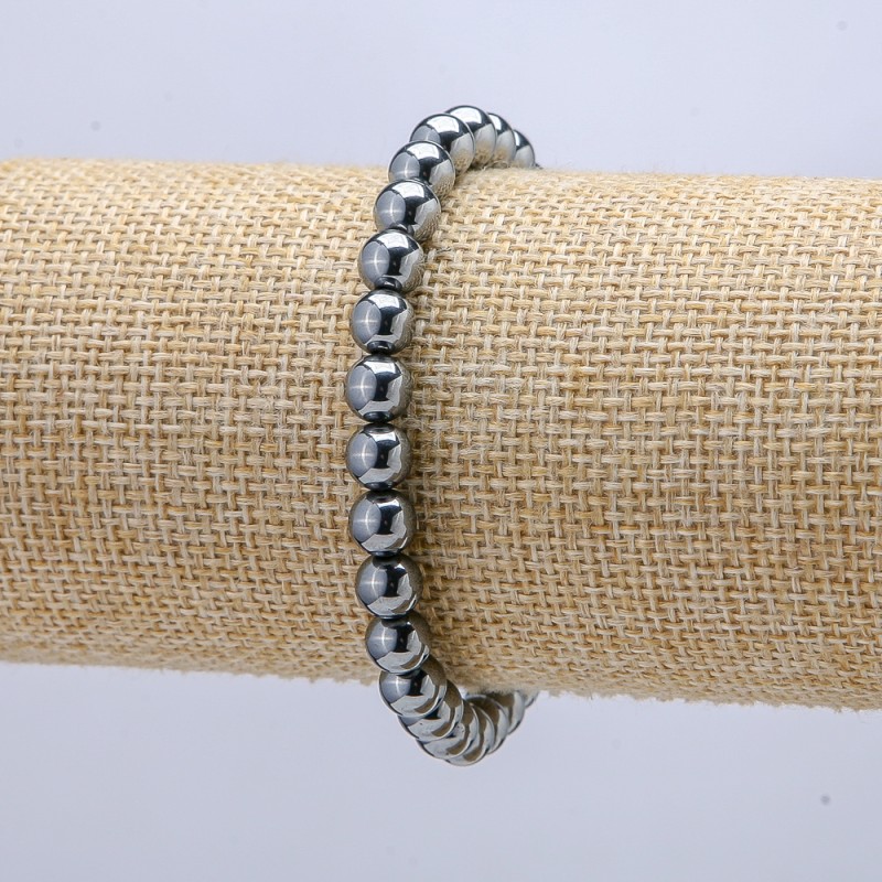 Elastic bracelet with Terahertz, 6mm diameter beads, 18cm length +
