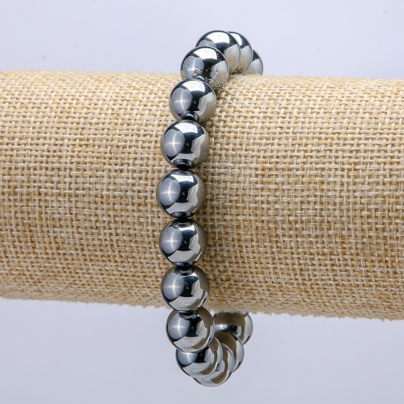 Terahertz Stone Bracelet on Elastic, 10mm Diameter, 18cm Length +