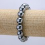 Terahertz Natural Stone Bracelet on Elastic, 12mm Diameter, 18cm Length +
