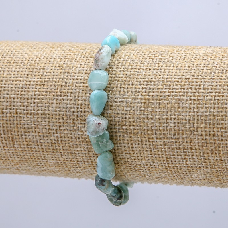 Larimar Tumbled Stone Bracelet on Elastic, 6x8mm Diameter, 18cm Circumference +