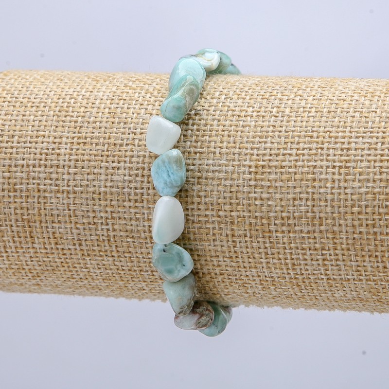 Larimar Tumbled Stone Bracelet on Elastic, 8x10mm Diameter, 18cm Circumference +