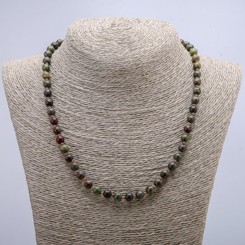 Dragon Blood Jasper Smooth Round Bead Necklace, 6mm Diameter, 46cm Length +