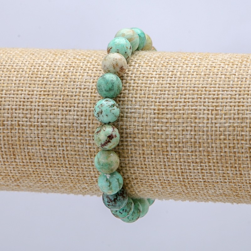 Amazonite Natural Stone Bracelet on Elastic Cord, 8mm Diameter, 18cm Circumference +