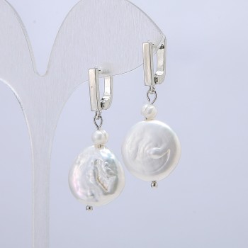 Natural Baroque Pearl Earrings, Diameter 4, 5 and 17mm, Length 38cm +/-, Gasoline Sheen