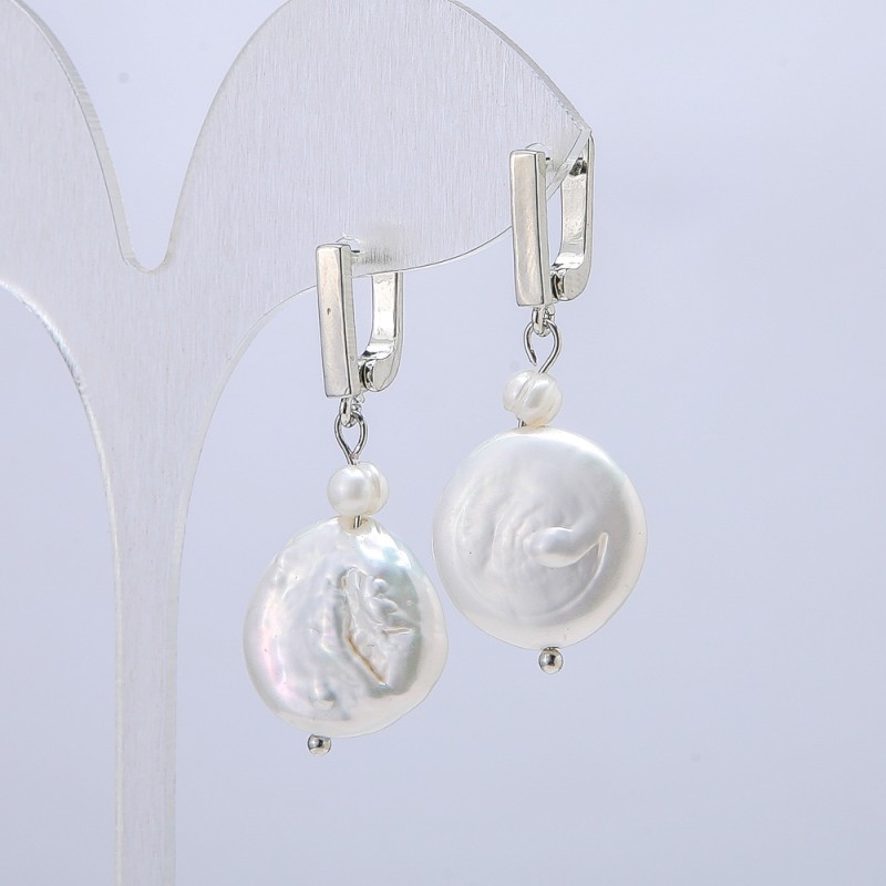Natural Baroque Pearl Earrings, Diameter 4, 5 and 17mm, Length 38cm +/-, Gasoline Sheen