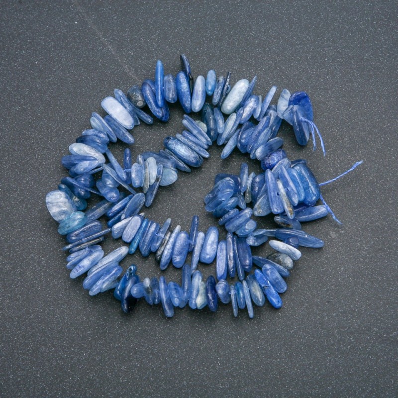 Kyanite Beads Natural Stone Chip "Needle", diameter 18x3mm, length 40cm ± on thread