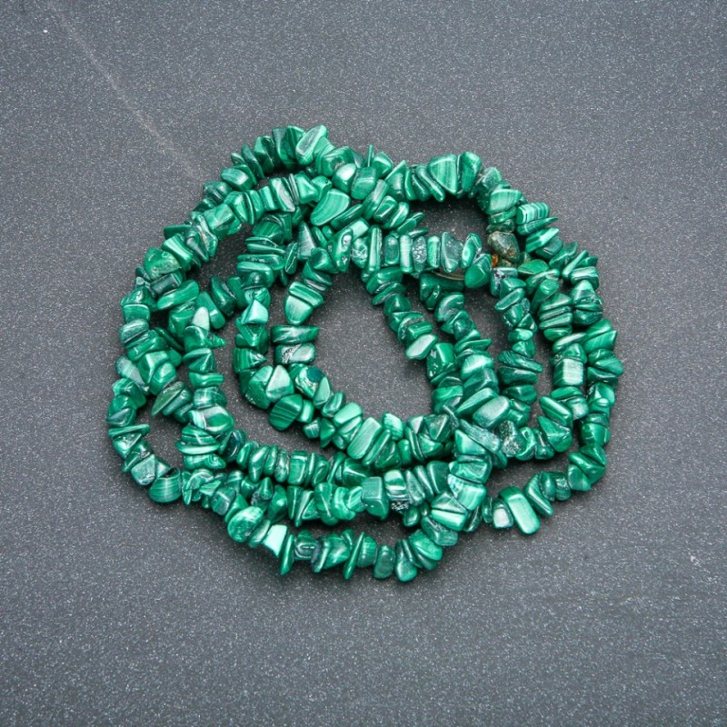 Malachite Chip Bead Thread 8x4mm to 12x6mm, 80 cm length