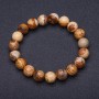 Natural Picture Jasper Stone Bracelet, Smooth Round Beads on Elastic, Diameter 10mm, Circumference 18cm