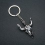 Bull Keychain, Diameter 47x38mm, Length 10cm +, Silver-Tone Metal