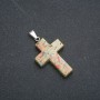 Cross Pendant, Heliotrope Unakite 50x28mm +