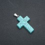 Cross Pendant, Turquoise (Synthetic) 50x28mm +