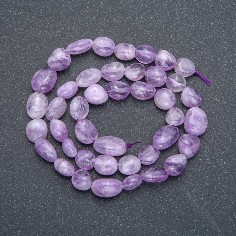 Natural Amethyst Stone Beads on String, Tumbled, Diameter 8x6mm, Length 41cm +