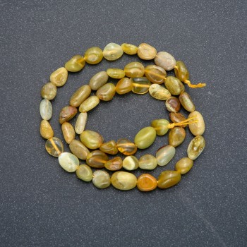 Beads on a Strand with Natural Jadeite Stone, Tumbled, Diameter 7x6mm, Length 40cm