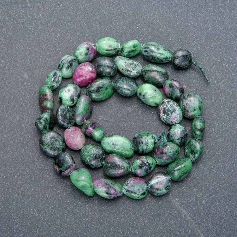 Natural Zoisite Stone Beads on String, Tumbled, Diameter 10x8mm, Length 41cm +