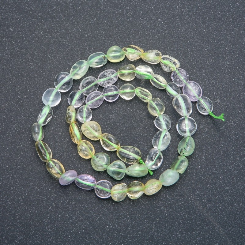Assorted Beads on Strand (Amethyst, Citrine, Prehnite) Tumbled, diameter 8x6mm, length 39cm +