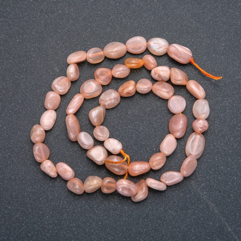 Natural Selenite Beads on Thread, Tumbled, 10x7mm Diameter, 40cm Length +