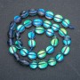 Opal Glass Beads on Thread Blue Chameleon, Tumbled, Diameter 10x7mm, Length 40cm +