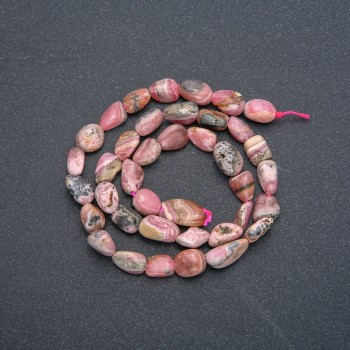 Natural Rhodochrosite Stone Beads on Thread, Tumbled, Diameter 8x10mm, Length 40cm +