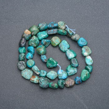Natural Chrysocolla Stone Beads on String, Tumbled, Diameter 8x9mm +/-, Length 40cm +