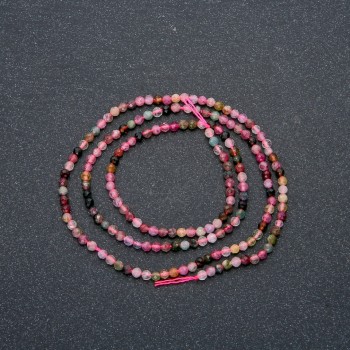 Strand Assorted Natural Stones Faceted Round Bead, diameter 2.5mm + -, length 40cm +