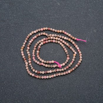 Strand Natural Stone Rhodochrosite Faceted Round Bead, diameter 2mm + -, length 40cm +