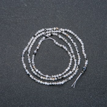Strand Natural Stone Adularia Faceted Round Bead, diameter 2mm + -, length 40cm +
