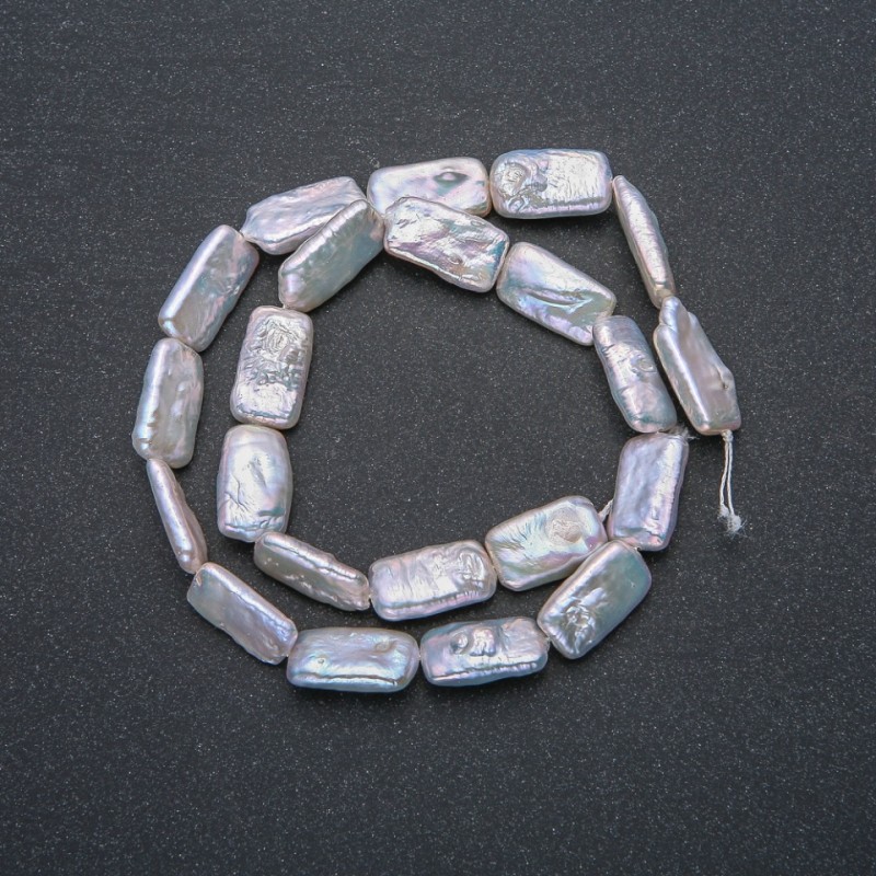 Natural Baroque Pearl Strand, diameter 18x10mm, length 39cm + - with petrol sheen