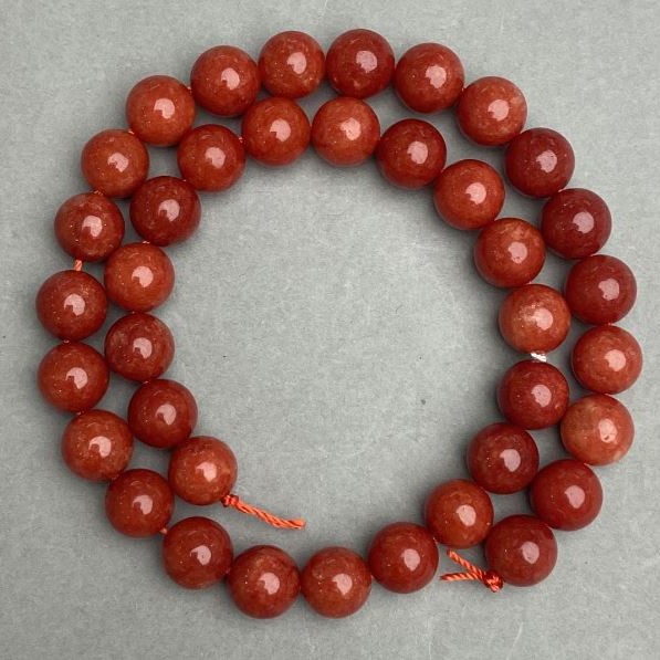 Red Jasper Beads (single) smooth round, 10mm diameter, 38cm string +