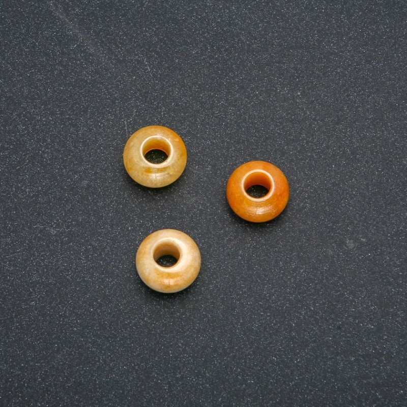 Pandora-Style Natural Citrine Stone Bead 14x7mm, Hole Diameter 5.5mm+