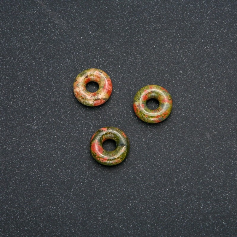 Pandora-Style Natural Heliotrope Unakite Stone Bead 15x4mm, Hole Diameter 5mm+