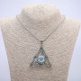 Pendant "Eye in Triangle" 65x55mm on Chain, Length 70cm Silver-Tone Metal