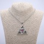 "Eye in Triangle" Pendant 50x45mm on chain, 70cm length, silver-tone metal
