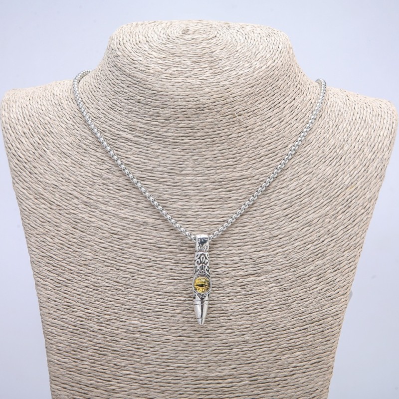 Pendant "Orb Dragon Eye" 45x10mm on a chain, 70cm length +/-, silver-tone metal