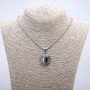 Pendant "Yin Yang" 35x23mm on a chain, 70cm length +/-, silver-tone metal