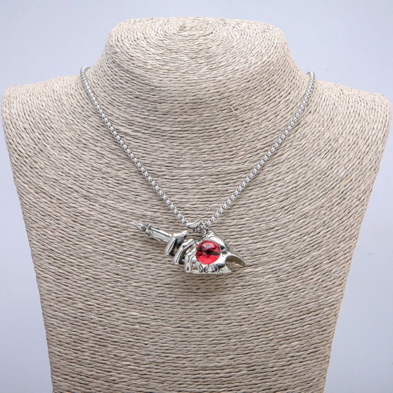 Pendant "Hand-Candle Dragon Eye" 60x30mm on Chain, Length 70cm Silver-Tone Metal