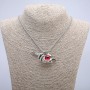 Pendant "Hand-Candle Dragon Eye" 60x30mm on Chain, Length 70cm Silver-Tone Metal