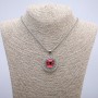 "Dragon Eye" Pendant in Setting 45x30mm on Chain, Length 70cm + - Silver-Tone Metal