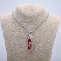 "Leopard" Pendant 60x16mm on chain, 70cm length +/-, silver-tone metal