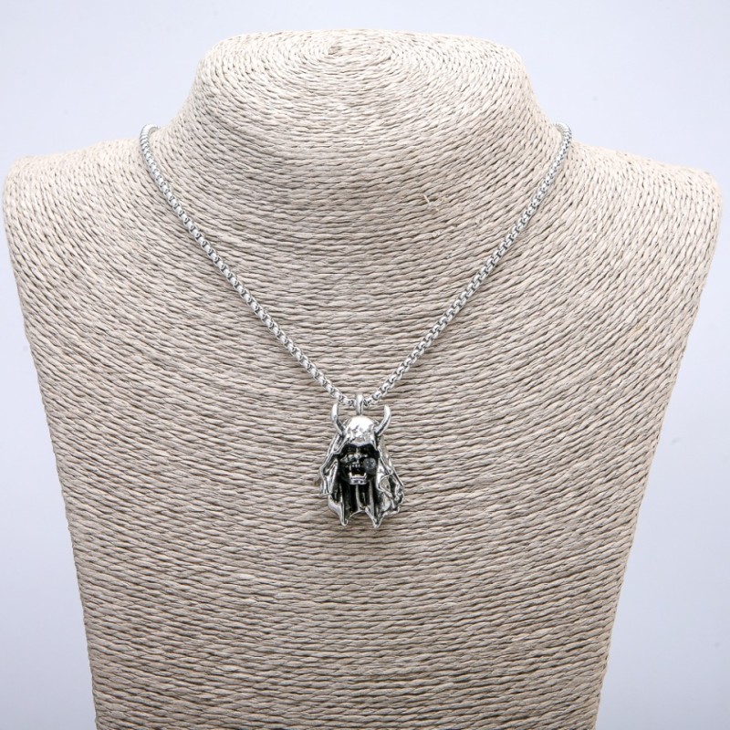 "Demon" Pendant 35x24mm on Chain, 70cm Length, Silver-Tone Metal