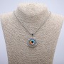 "Eye" Pendant in Frame 45x30mm on Chain, 70cm Length, Silver-Tone Metal