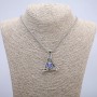 "Dragon Eye in Triangle" Pendant 40x35mm on Chain, 70cm Length, Silver-Tone Metal