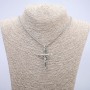 Pendant "Cross" 60x32mm on a chain, 70cm length, silver-tone metal