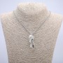 Pendant "Bird with Orb" 47x18mm on a chain, 70cm length, silver-tone metal
