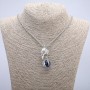 "Bird with Sphere" Pendant 47x18mm on Chain, 70cm Length, Silver-Tone Metal