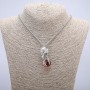 "Bird with Ball" Pendant 47x18mm on chain, 70cm length, silver-tone metal